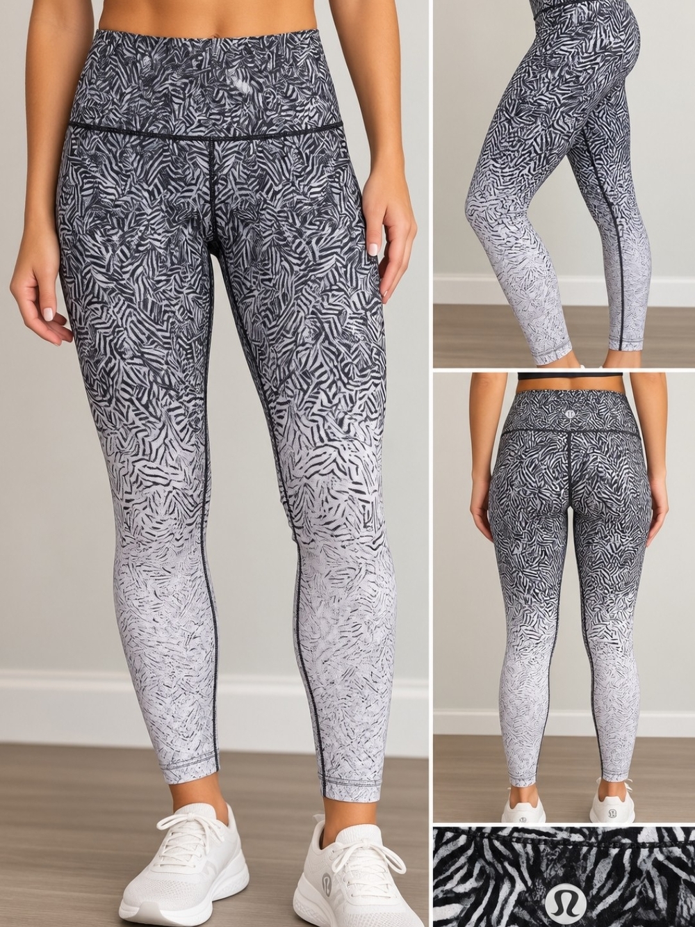 lululemon athletica Black & White Ombre Printed High-Rise Leggings